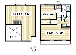 ハイブリッヂ 2階1LDKの間取り