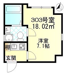 クレール堀切 1Kの間取図画像