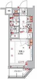 ハーモニーレジデンス品川WEST♯002 1Kの間取図画像