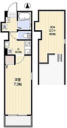 フェルメール朝霞台 3階1Kの間取り