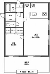 目黒ガーデンハウス 1LDKの間取図画像