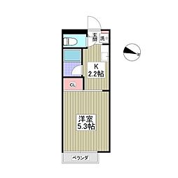 シュミットハイム 1Kの間取図画像
