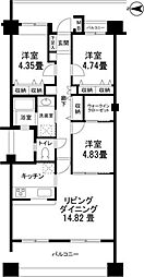 プレストンフォーレ 3階3LDKの間取り