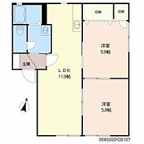 ヴェルヌーブ　Ｃ棟 C0107 ｜ 福岡県福岡市早良区賀茂４丁目32-4（賃貸アパート2LDK・1階・50.78㎡） その2