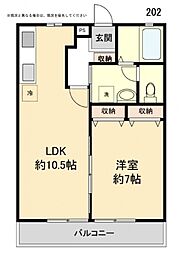 グリーンハイツ古市 1LDKの間取図画像