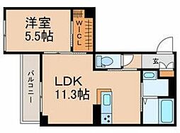 シャーメゾン幕張本郷 2階1LDKの間取り