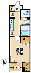 ヒッツヴィル 1Kの間取図画像