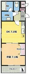 クオリアハイム千人町 1DKの間取図画像