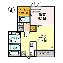 ヴィクトワール 1LDKの間取図画像