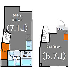 HJ PLACE　NISHIHARA 地下2階1DKの間取り