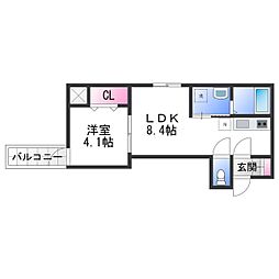 アトムハウス3号館 1LDKの間取図画像