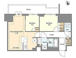 オアーゼ日暮里レジデンス 4階2LDKの間取り