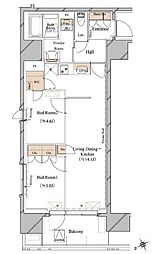 ブランシエスタ浅草蔵前 2LDKの間取図画像