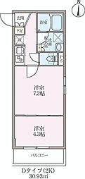 ラヴィエール住吉駅前 2Kの間取図画像