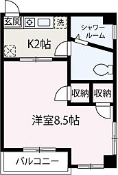 第2桑原コーポ 1Kの間取図画像