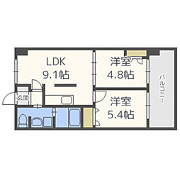 S-FORT福岡東 2LDKの間取図画像