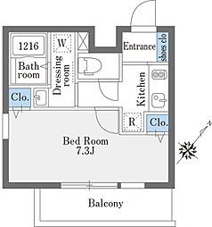 ラドゥセール巣鴨East 1Kの間取図画像