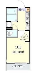 H.Aホライゾン 1Kの間取図画像