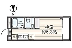 シティーハイツ堀之内 ワンルームの間取図画像