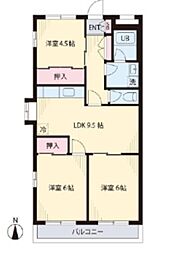 ピースファルハイツ1 3LDKの間取図画像