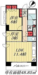 パークアクシス西船橋本郷町 2LDKの間取図画像
