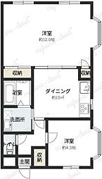 レジデンス富士 2DKの間取図画像