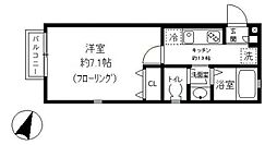 クレール西蒲田 1Kの間取図画像