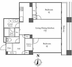 リバーシティ21イーストタワーズ10号棟 25階2LDKの間取り