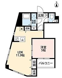 ガーデンフォレスト親水公園 3階1LDKの間取り