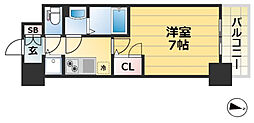エスリード神戸三宮ラグジェ 1Kの間取図画像