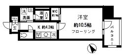 ベルドミール目黒 1Kの間取図画像