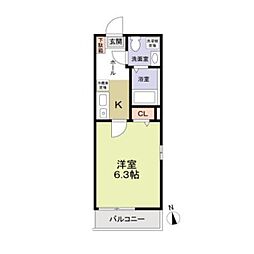 シャトン横浜上大岡 1Kの間取図画像