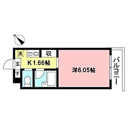 パレス向ヶ丘 1Kの間取図画像