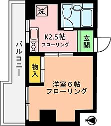 コーポ高の内 1Kの間取図画像