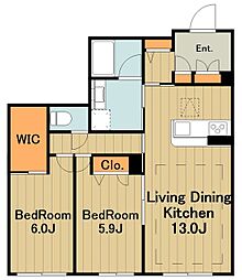 ル・ヴァンヴェール 1階2LDKの間取り