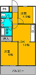 ハイツサガミ 2LDKの間取図画像