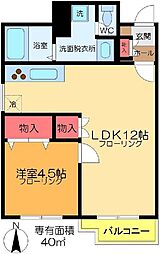 プティーボワービル 1LDKの間取図画像