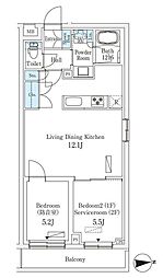 プラネソシエプラス桜台 1階2LDKの間取り
