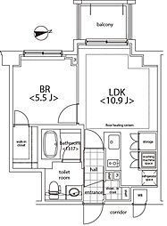 カスタリア麻布十番 1LDKの間取図画像