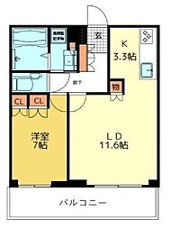 シティタワー新宿 1LDKの間取図画像