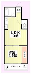 パークサイド一ツ家 1LDKの間取図画像