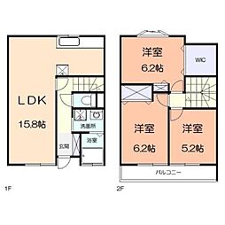 テラス北見 3LDKの間取図画像