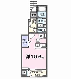 ヒルズ山王林 1階ワンルームの間取り