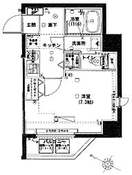 ハーモニーレジデンス田町 1Kの間取図画像