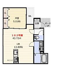 ヴィラ堺湊 1LDKの間取図画像