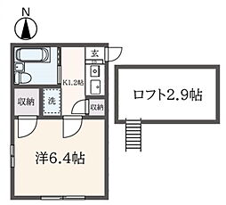 アーバン南台2 1Kの間取図画像