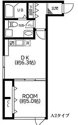 アートフルひばりサクセス 1DKの間取図画像