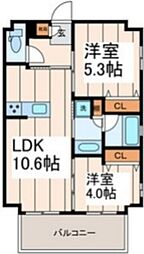 フロントコート両国 3階2LDKの間取り