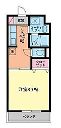 ラポール 1Kの間取図画像