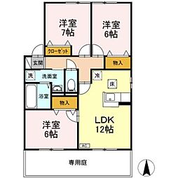 ブルースカイC 3LDKの間取図画像
